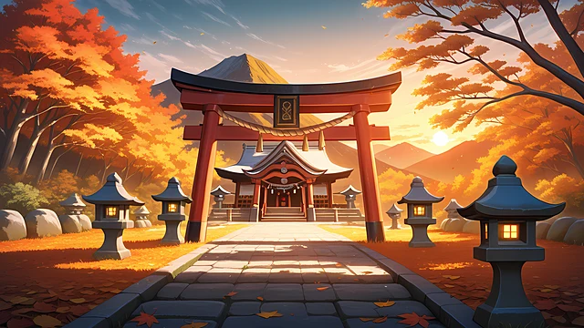 anime scenery wallpaper torii shrine — 3840×2160