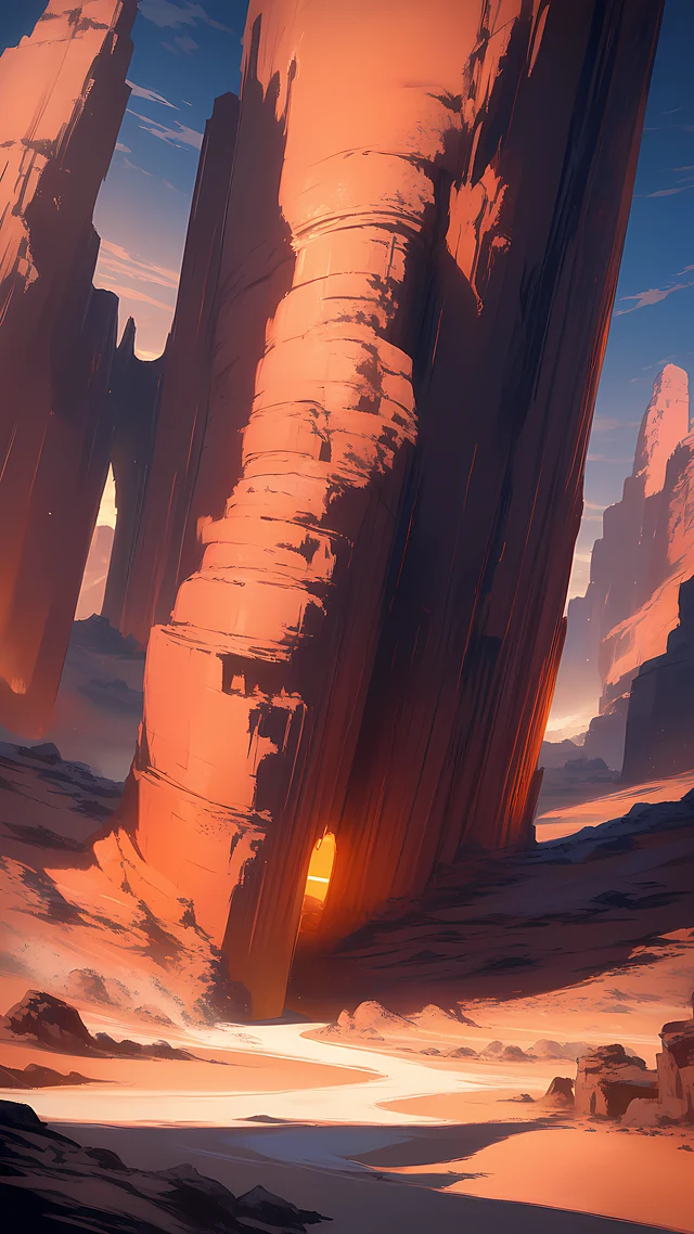 anime wallpaper desert canyon dusk — 1440×2560
