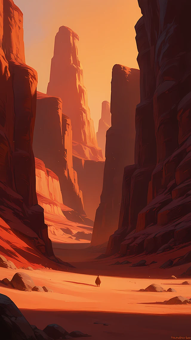 anime wallpaper desert canyon dusk — 1440×2560