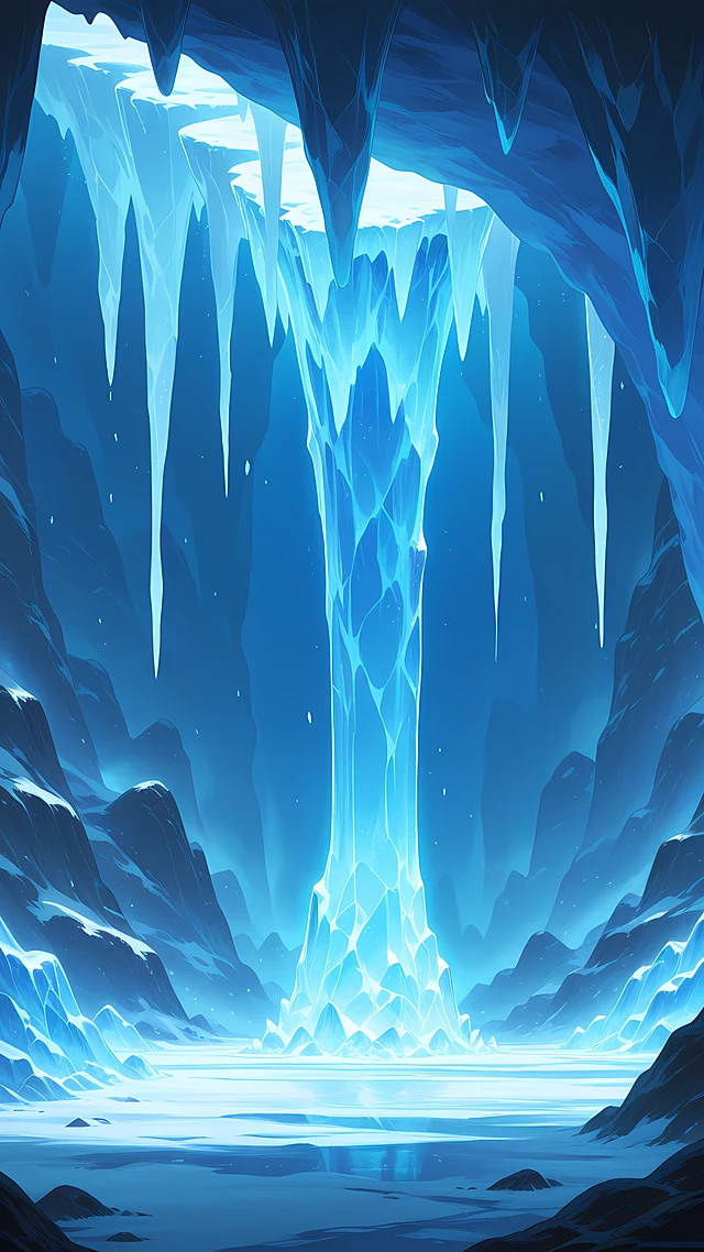anime wallpaper glacier ice cave — 1440×2560
