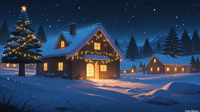 Christmas Anime Wallpaper Snowy Village