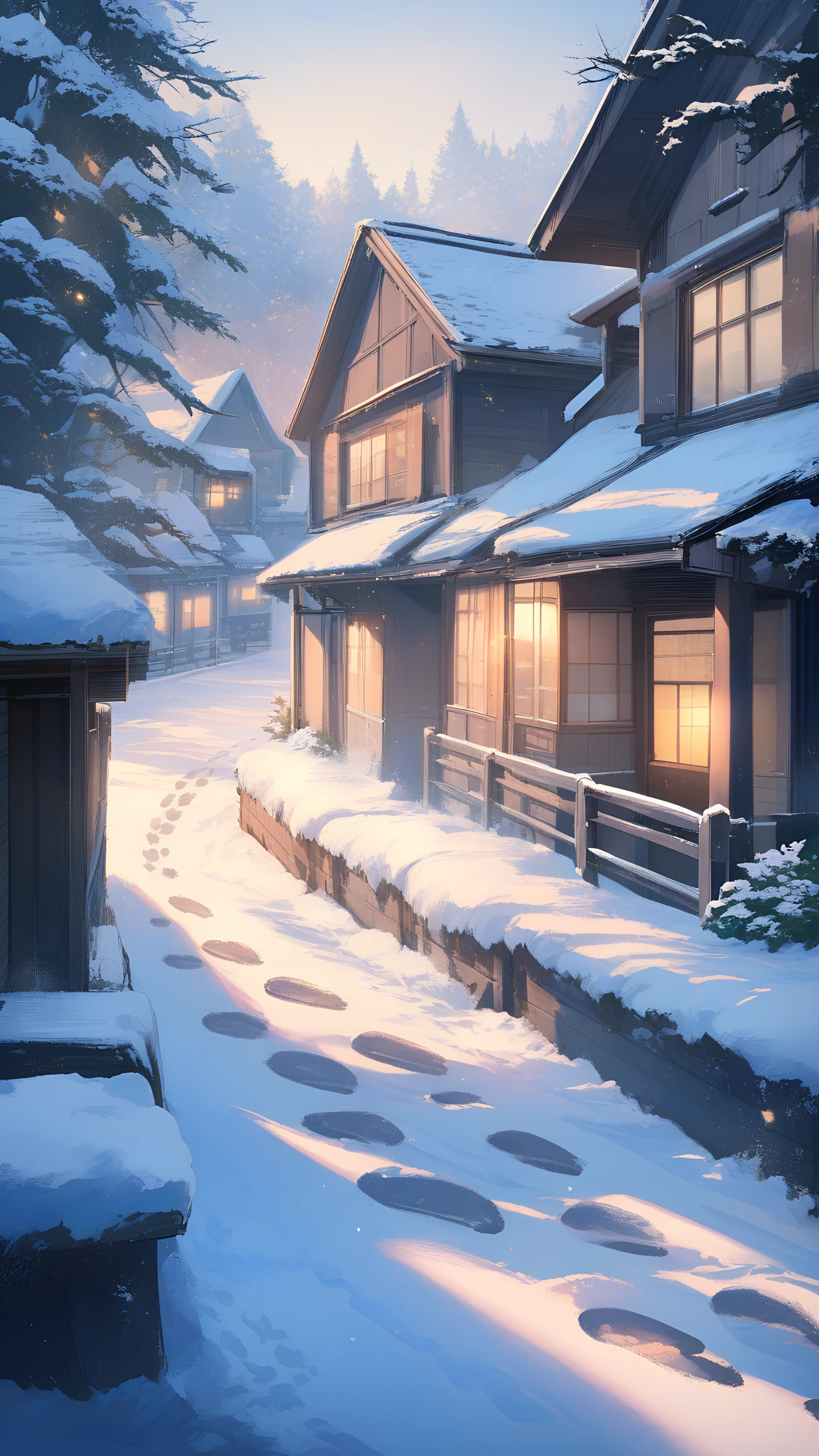 Anime Wallpaper First Snow Morning 1440×2560 anime wallpaper