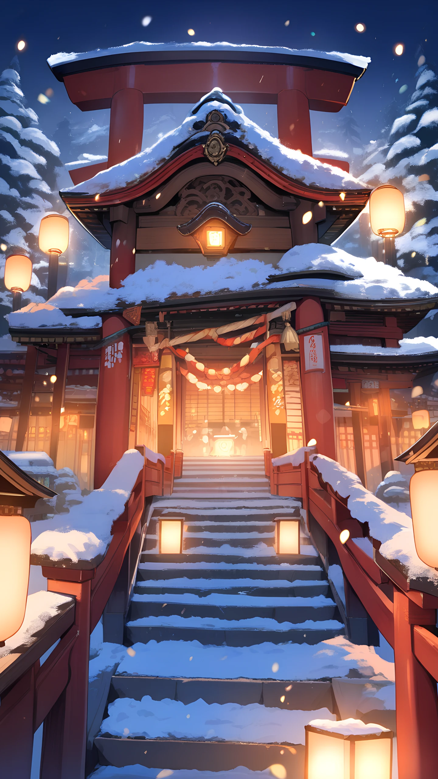 Anime Wallpaper New Year Shrine 1440×2560 anime wallpaper