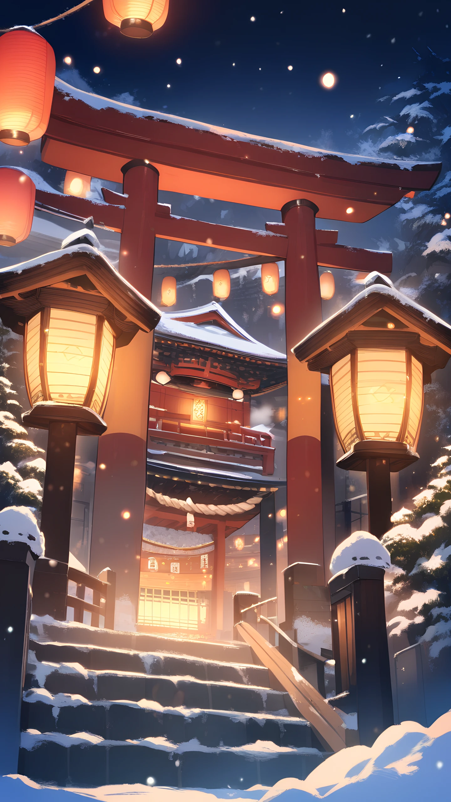 Anime Wallpaper New Year Shrine 1440×2560 anime wallpaper