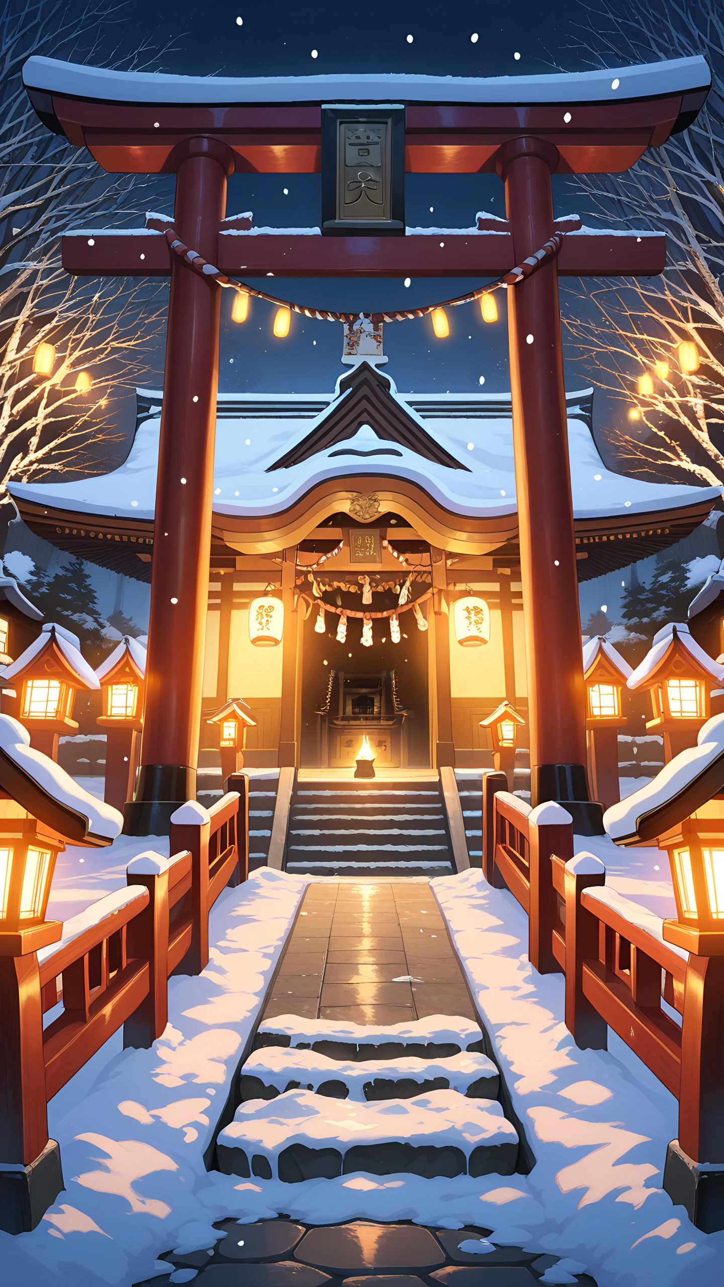 Anime Wallpaper New Year Shrine 1440×2560 anime wallpaper