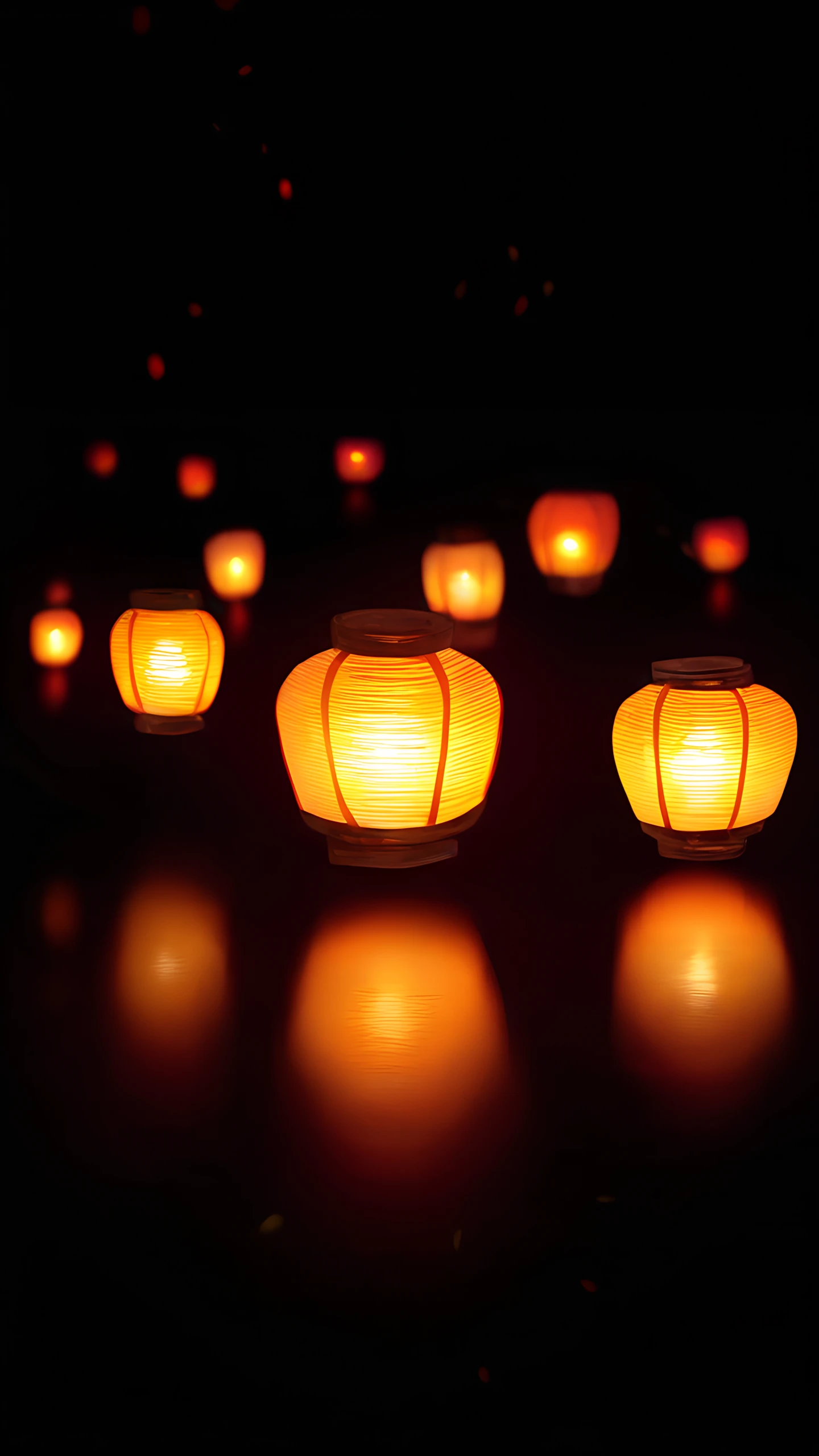 Anime Wallpaper Obon Floating Lanterns 1440×2560 anime wallpaper