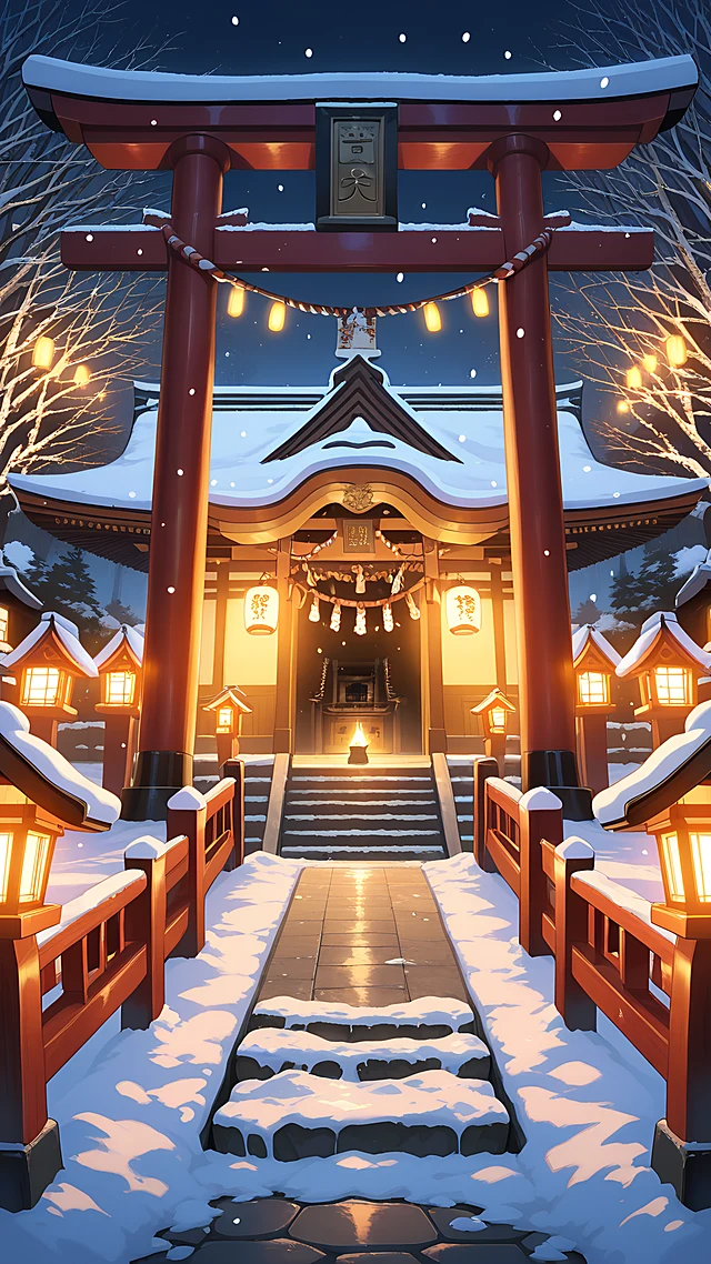 anime wallpaper new year shrine — 1440×2560