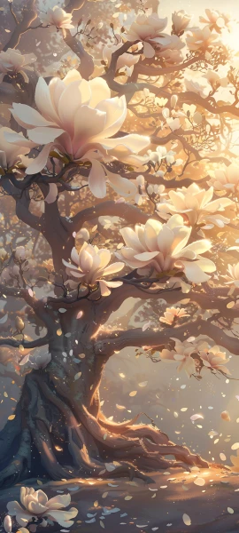 serene seasons wallpaper — tree, flower, petals, white flower (free 4K phone download)