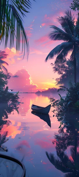 serene seasons wallpaper — tree, scenery, sky, sunset (free 4K phone download)