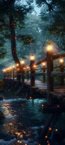 serene seasons wallpaper — scenery, tree, lantern, water (free 4K phone download)