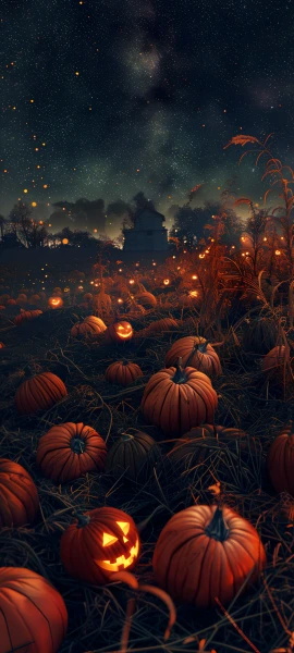 spooky seasons wallpaper — sky, night, pumpkin, scenery (free 4K phone download)