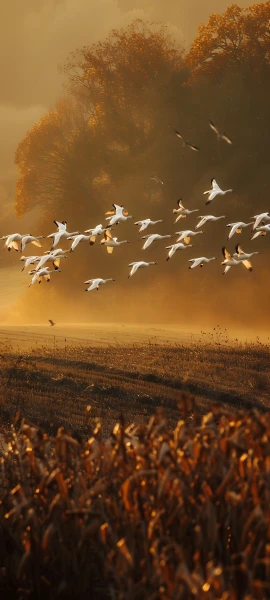 serene seasons wallpaper — bird, scenery, sky, tree (free 4K phone download)