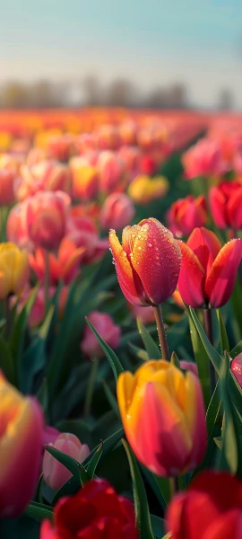 colorful seasons wallpaper — tulip, flower, field, scenery (free 4K phone download)