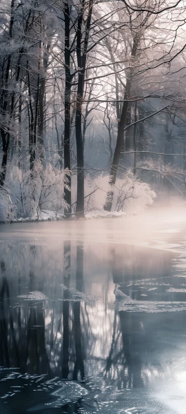serene seasons wallpaper — tree, scenery, reflection, bare tree (free 4K phone download)