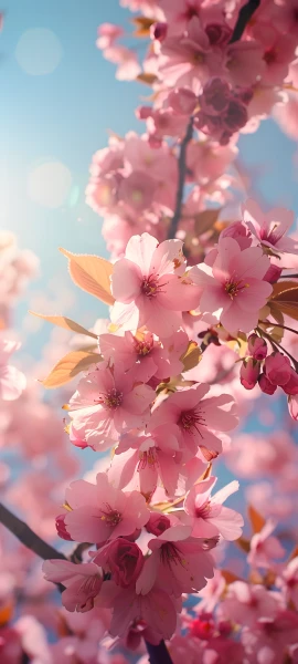 painterly seasons wallpaper — flower, sky, blue sky, cherry blossoms (free 4K phone download)