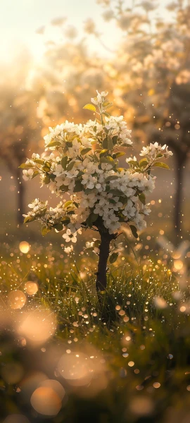 serene seasons wallpaper — flower, tree, scenery, white flower (free 4K phone download)