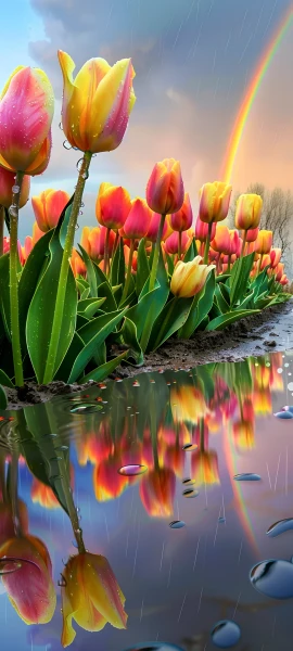 colorful seasons wallpaper — flower, rainbow, tulip, sky (free 4K phone download)