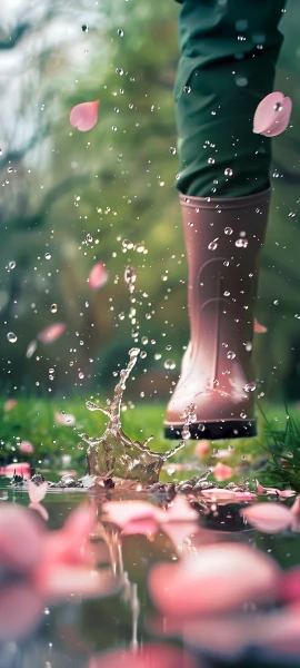 whimsical anime boy wallpaper — water, petals, water drop, blurry background (free 4K phone download)