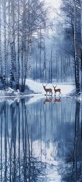 serene seasons wallpaper — snow, tree, nature, forest (free 4K phone download)