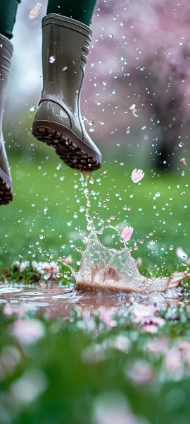 whimsical anime girl wallpaper — flower, petals, boots (free 4K phone download)