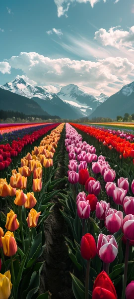 colorful seasons wallpaper — tulip, flower, scenery, sky (free 4K phone download)