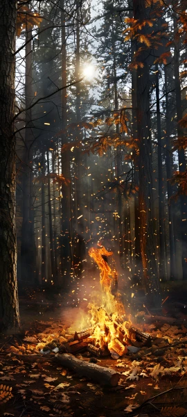 magical anime girl wallpaper — forest, nature, tree, autumn leaves (free 4K phone download)