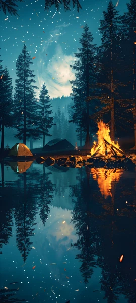 serene seasons wallpaper — scenery, tree, night, nature (free 4K phone download)