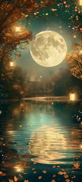serene seasons wallpaper — moon, full moon, tree, scenery (free 4K phone download)