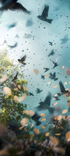 serene seasons wallpaper — bird, bubble, underwater, scenery (free 4K phone download)