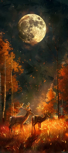 serene seasons wallpaper — moon, night, tree, full moon (free 4K phone download)