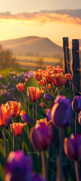 colorful seasons wallpaper — flower, scenery, sky, cloud (free 4K phone download)