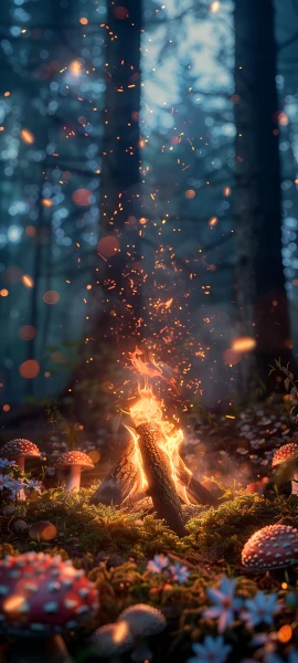 magical seasons wallpaper — mushroom, nature, forest, tree (free 4K phone download)