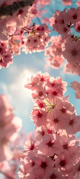 pastel seasons wallpaper — cherry blossoms, flower, sky, blue sky (free 4K phone download)