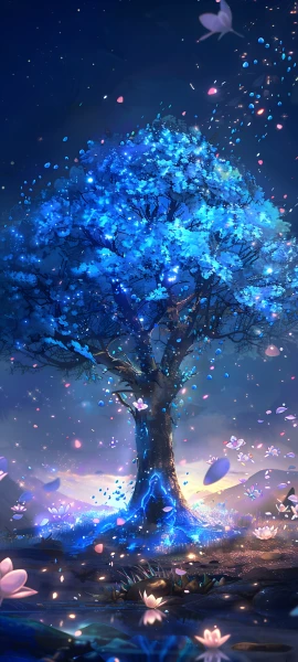 magical seasons wallpaper — scenery, tree, flower, petals (free 4K phone download)