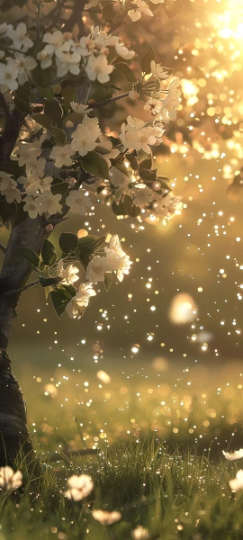 dreamy seasons wallpaper — flower, tree, grass, white flower (free 4K phone download)