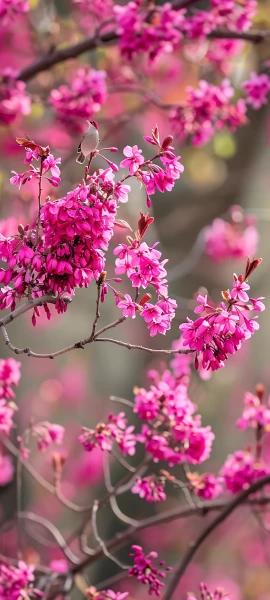 painterly seasons wallpaper — branch, cherry blossoms, flower, tree (free 4K phone download)