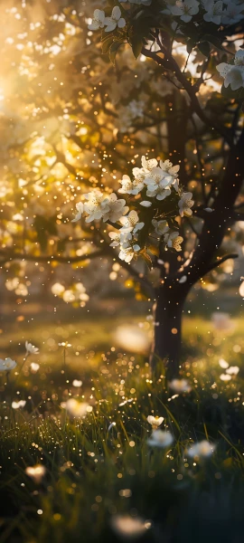 serene seasons wallpaper — flower, white flower, scenery, grass (free 4K phone download)