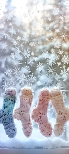 cozy seasons wallpaper — snowflakes, multiple boys, upside-down, male focus (free 4K phone download)