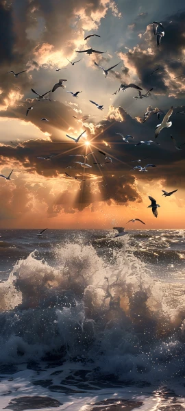 dramatic seasons wallpaper — bird, cloud, scenery, sky (free 4K phone download)