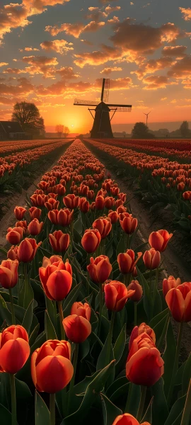 romantic seasons wallpaper — flower, scenery, sky, cloud (free 4K phone download)