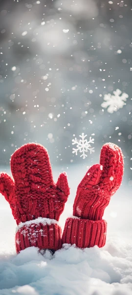 festive seasons wallpaper — snowing, snow, snowflakes, sky (free 4K phone download)