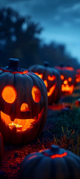 spooky seasons wallpaper — jack-o'-lantern, pumpkin, night, halloween (free 4K phone download)