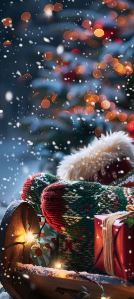 festive seasons wallpaper — christmas, snowing, night, snow (free 4K phone download)