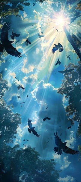 epic seasons wallpaper — bird, sunlight, sky, cloud (free 4K phone download)