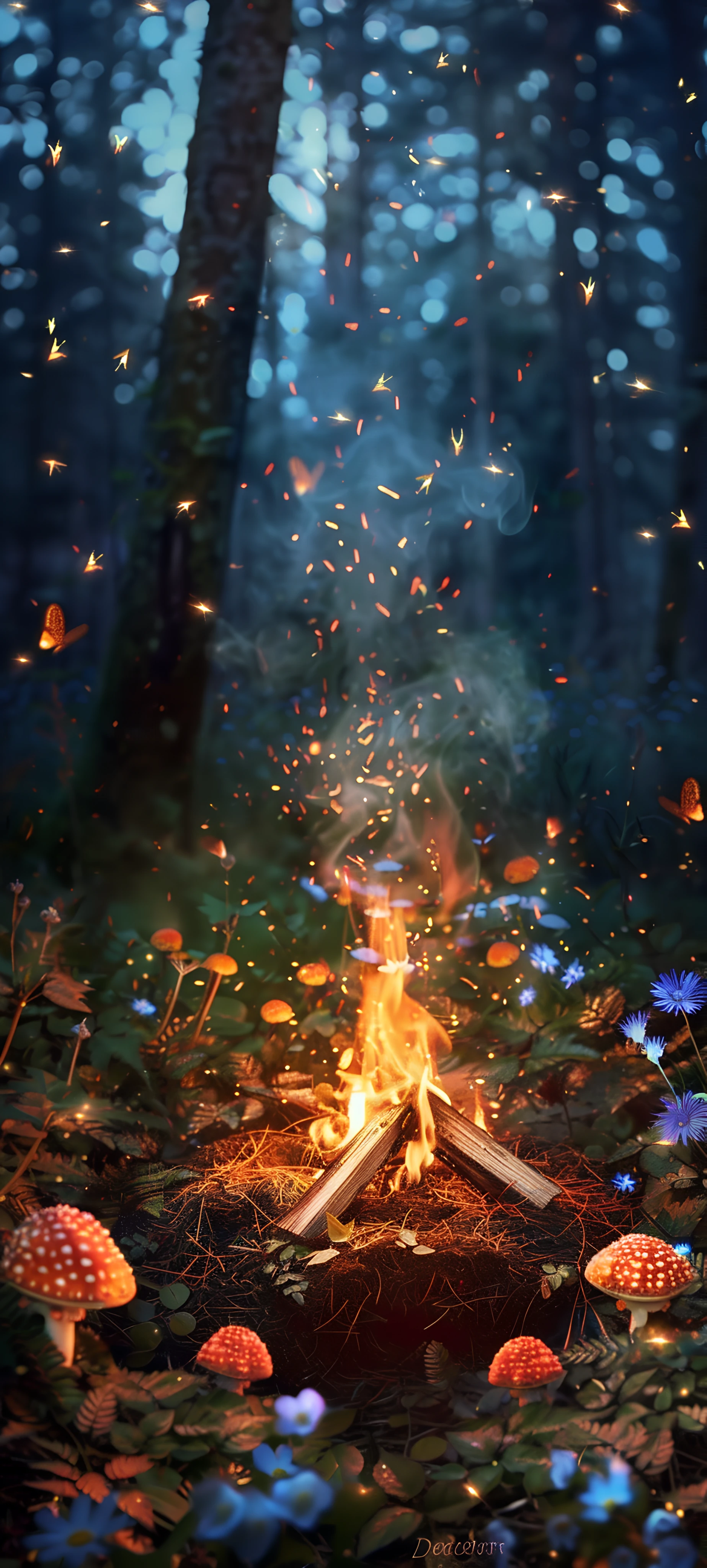 magical anime girl wallpaper — mushroom, nature, forest (free 4K phone download)