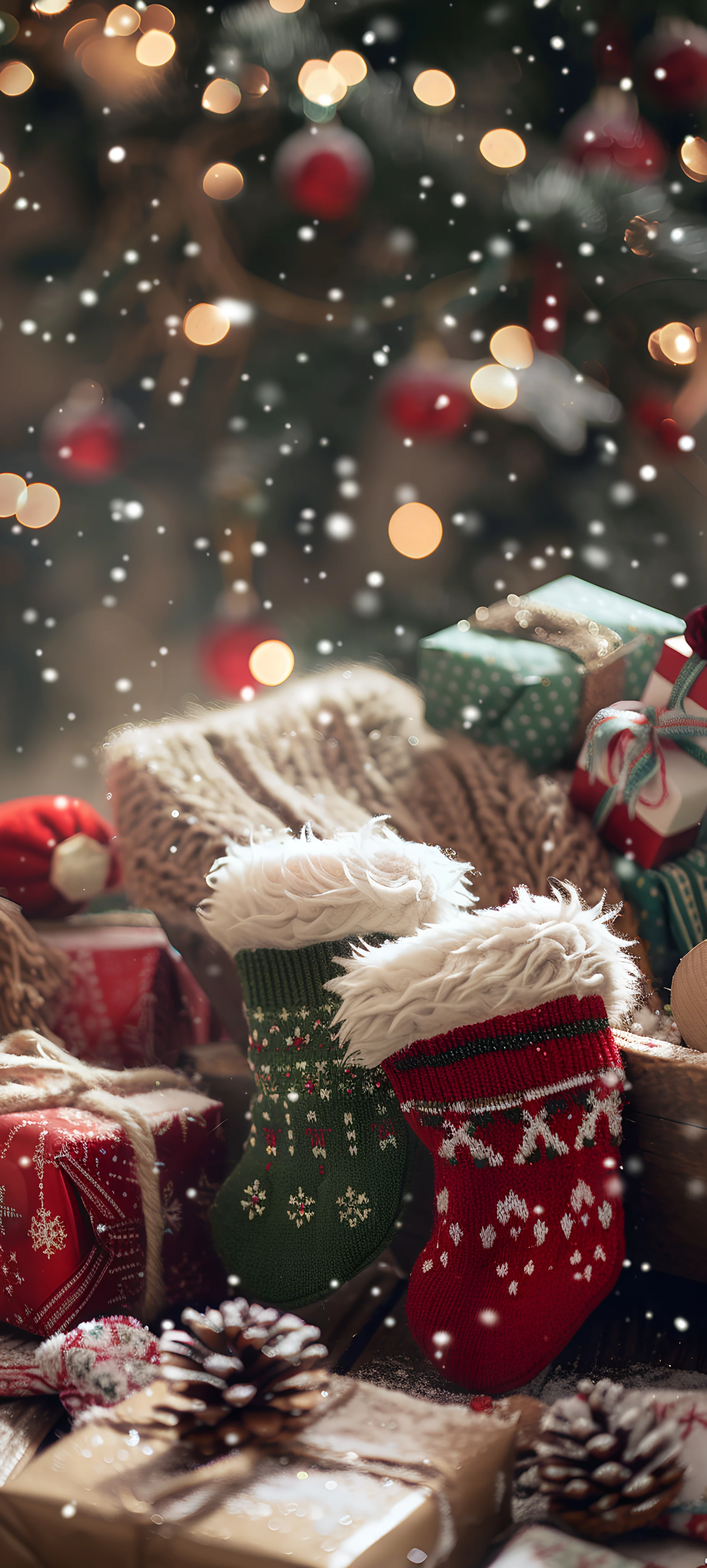 festive seasons wallpaper — gift, box, christmas, christmas tree (free 4K phone download)