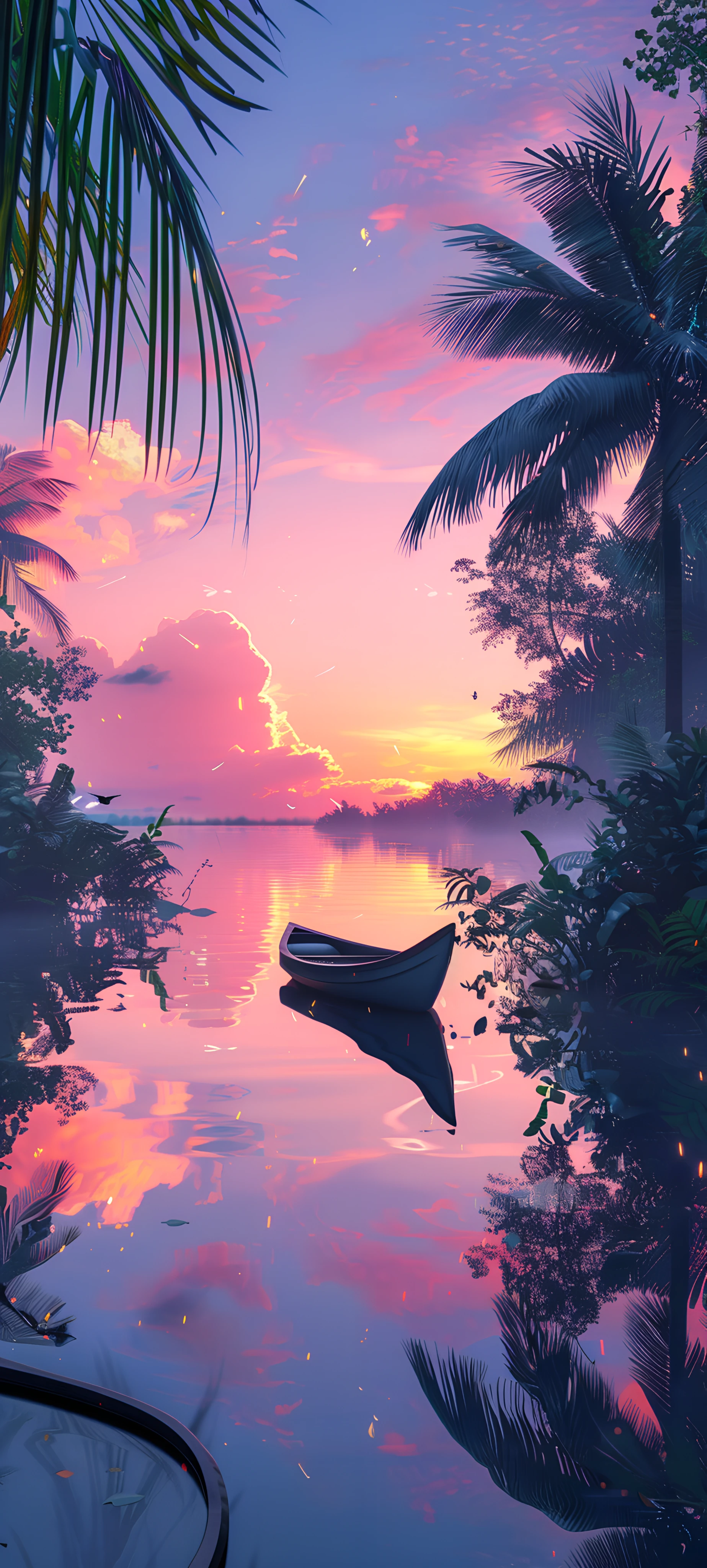 serene seasons wallpaper — tree, scenery, sky, sunset (free 4K phone download)