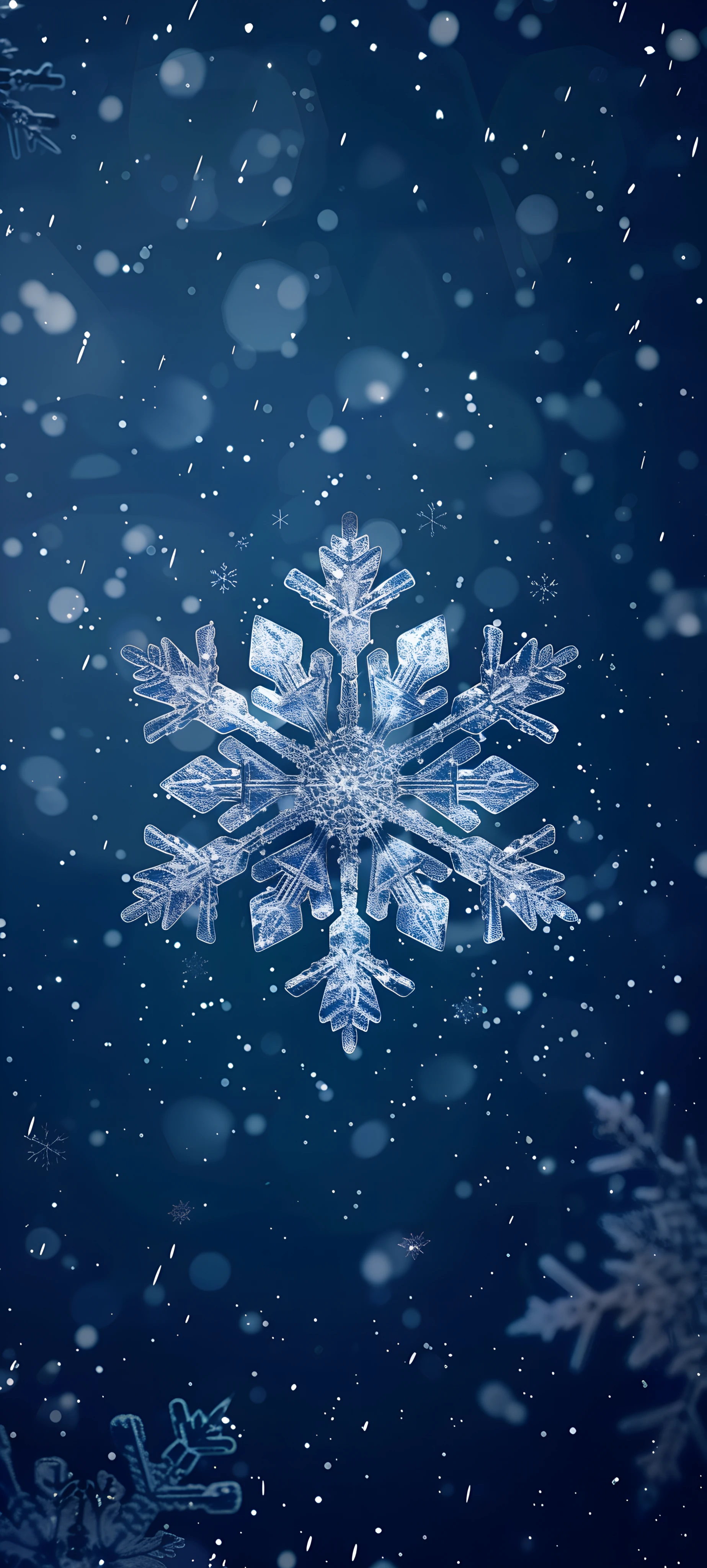 festive seasons wallpaper — blue theme, snowing, snowflakes, scenery (free 4K phone download)