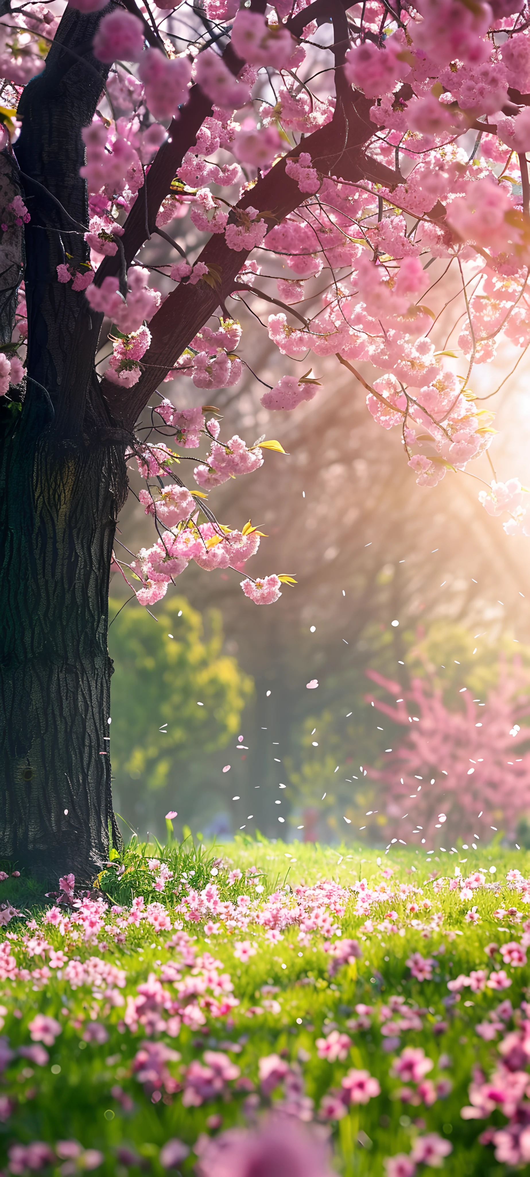 serene seasons wallpaper — tree, scenery, flower, cherry blossoms (free 4K phone download)