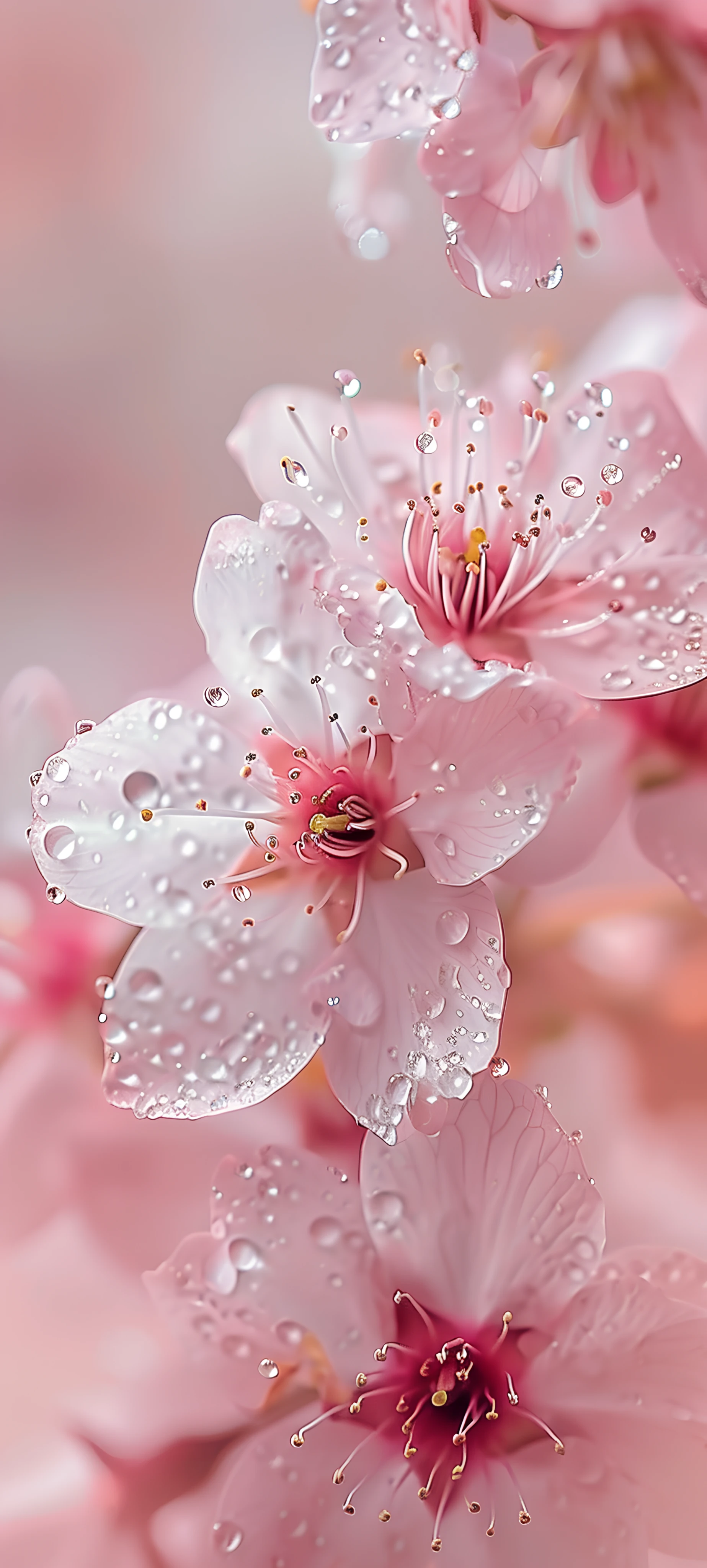 serene seasons wallpaper — flower, water drop, blurry background, pink flower (free 4K phone download)